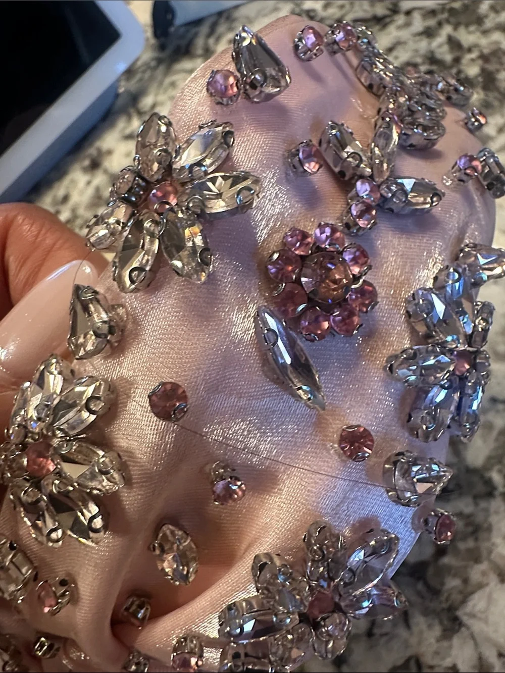 Pink Satin Crystal Knotted Headband